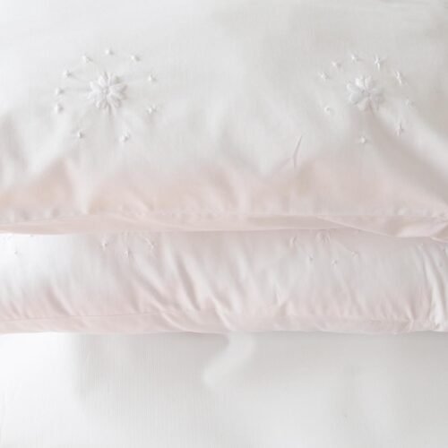 white percale pillowcases 400 TC hand embroidered