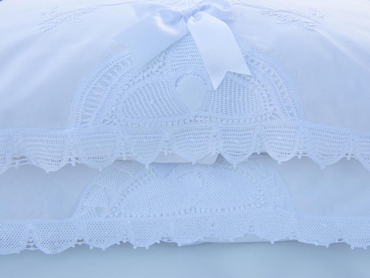 Luxury White Cotton Pillowcases Hand Embroidered 