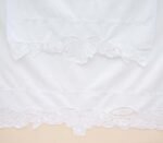 white cotton baby cot sheet set adorned with hand made lace and hand embroidery