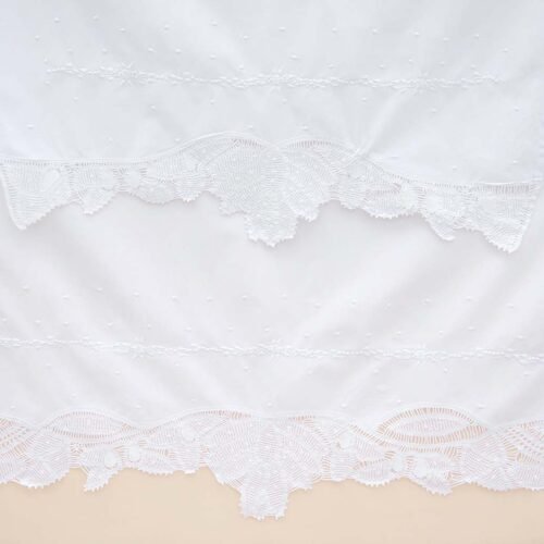white cotton baby cot sheet set adorned with hand made lace and hand embroidery