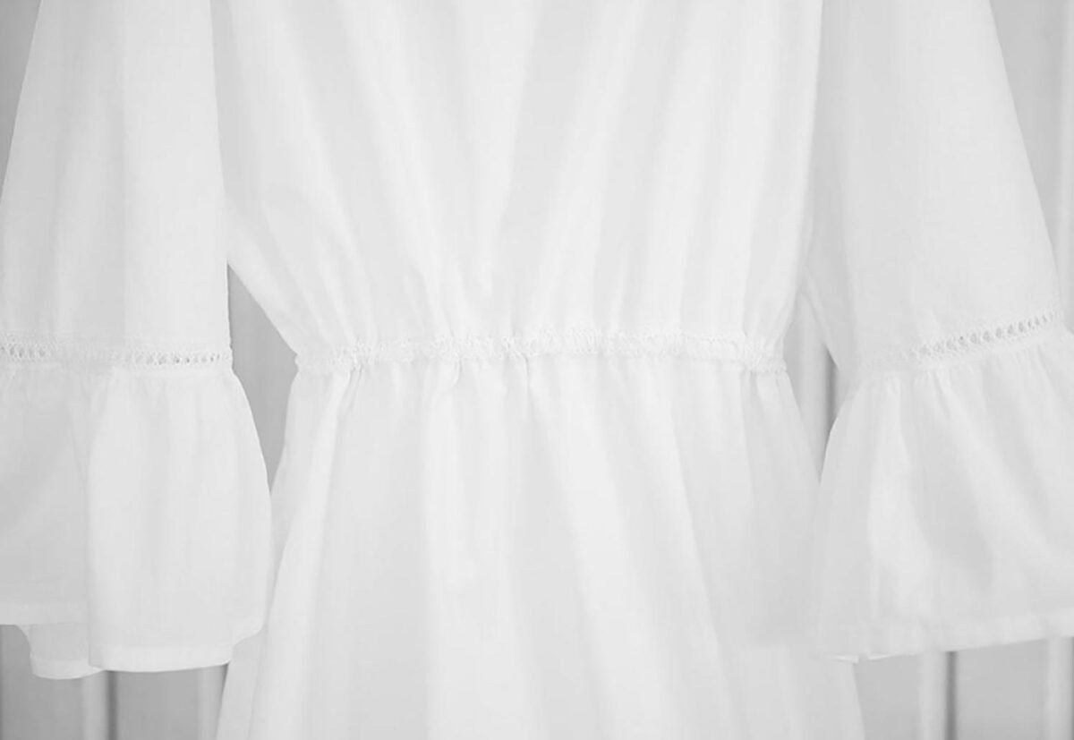 Bespoke Ladies White Cotton Nightdress Hand Embroidered - Image 4