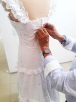 Off the Shoulder Wedding Dress Princess Cotton Lace Long Train - Image 3