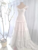 Off the Shoulder Cotton Lace Wedding Dress