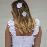 Off the Shoulder Wedding Dress Princess Cotton Lace Long Train - Image 4