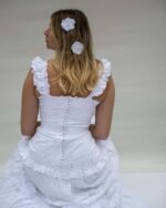 Off the Shoulder Wedding Dress Princess Cotton Lace Long Train - Image 6