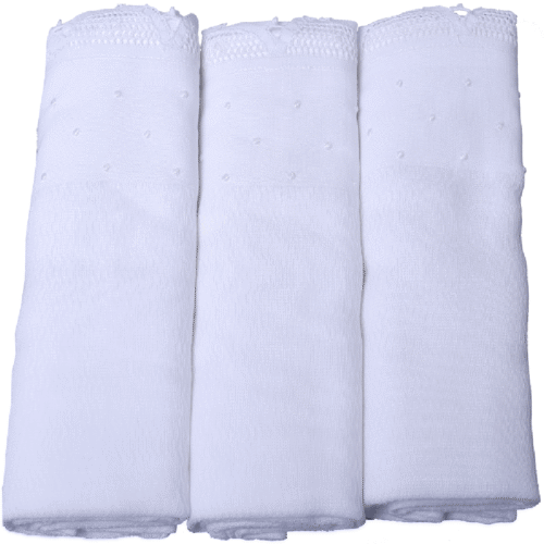 cotton baby muslin white, blue and pink hand embroidered