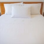 white cotton flat sheet plus one pillowcase hand embroidered in Portugal