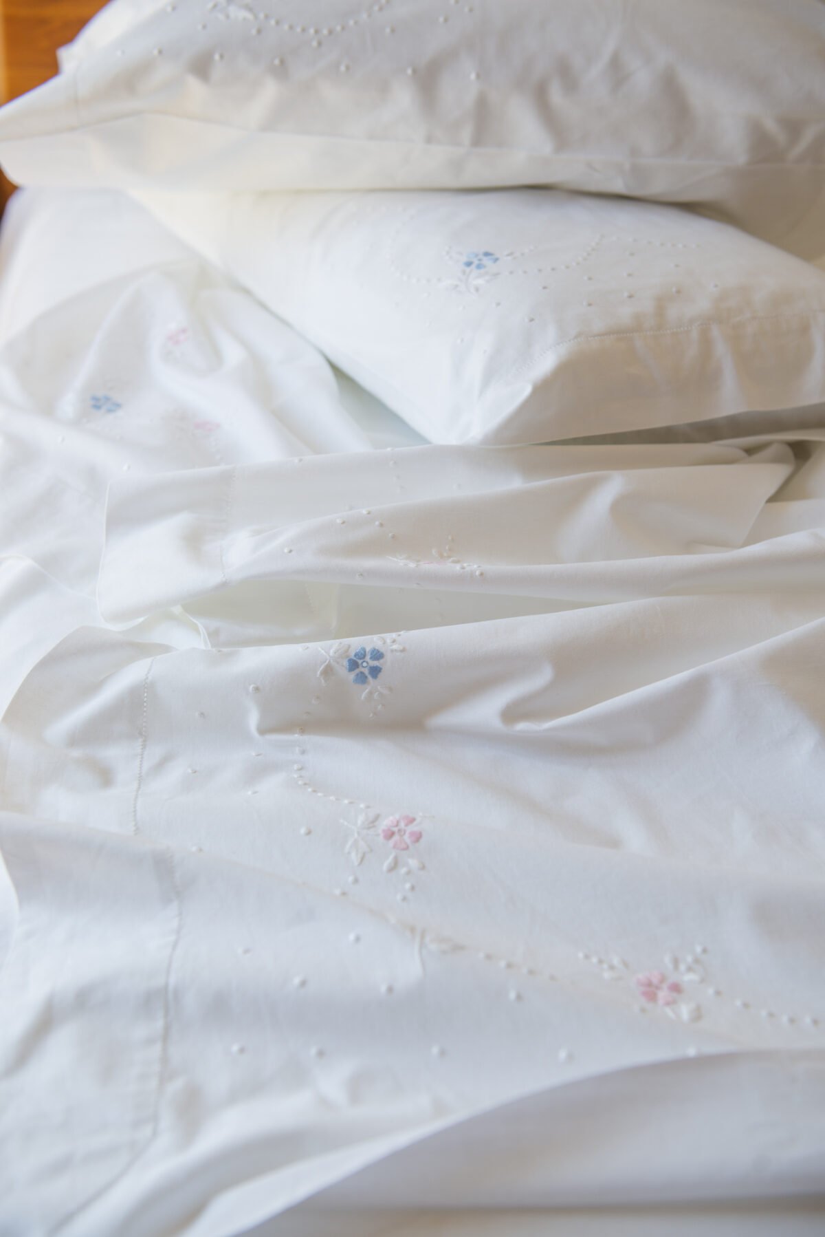 White Cotton Flat Sheet Single Hand Embroidered