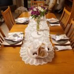 White Lace Table Runner Lavishly Embellished with Hand Embroidery and Hand Made Lace