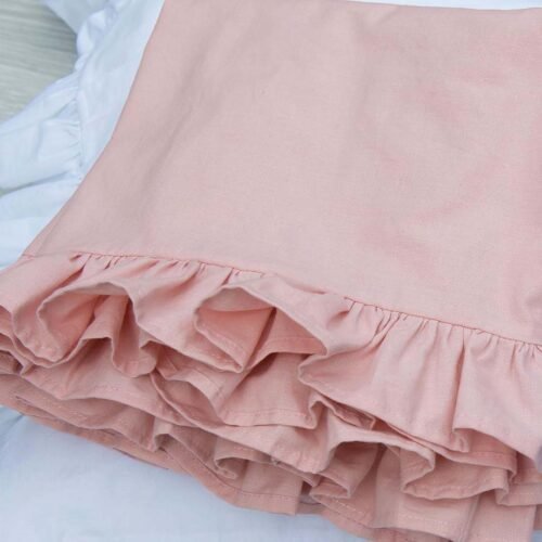 cotton baby pink pillowcases with edging ruffles all around