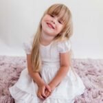 Bespoke Lace Firl First Holy Communion or Flower Girl Dress with a beautiful Lace Bodice and a long waist bow