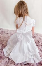 Bespoke Lace Firl First Holy Communion or Flower Girl Dress with a beautiful Lace Bodice and a long waist bow