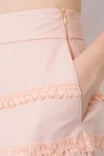 Flared Cotton Midi Skirt Adorned with Bobbin Lace Trims - Image 4