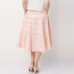 Flared Cotton Midi Skirt Adorned with Bobbin Lace Trims - Image 3