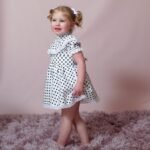 Cotton Sisters Matching Dresses Navy Polka Dot Fully Lined - Image 3