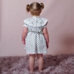 Cotton Sisters Matching Dresses Navy Polka Dot Fully Lined - Image 4