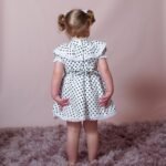 Cotton Sisters Matching Dresses Navy Polka Dot Fully Lined - Image 5