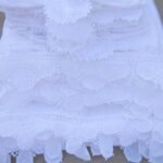 White Bath Towels Embellished with a Wide Handmade Lace Trim - Image 3