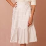 Flared Cotton Midi Skirt Adorned with Bobbin Lace Trims - Image 7