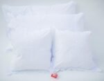 White Cotton Cushion Covers Hand Embroidered and Embellished with Handmade Lace Trims