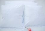 white cotton cushion covers hand embroidered embellished with handmade lace trims