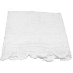 White Bath Towels Embellished with a Wide Handmade Lace Trim - Image 5
