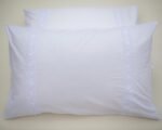 White Cotton Pillow Covers with Handmade Lace Trims Across the Front - Image 2