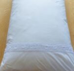 White Cotton Pillow Covers with Handmade Lace Trims Across the Front - Image 5